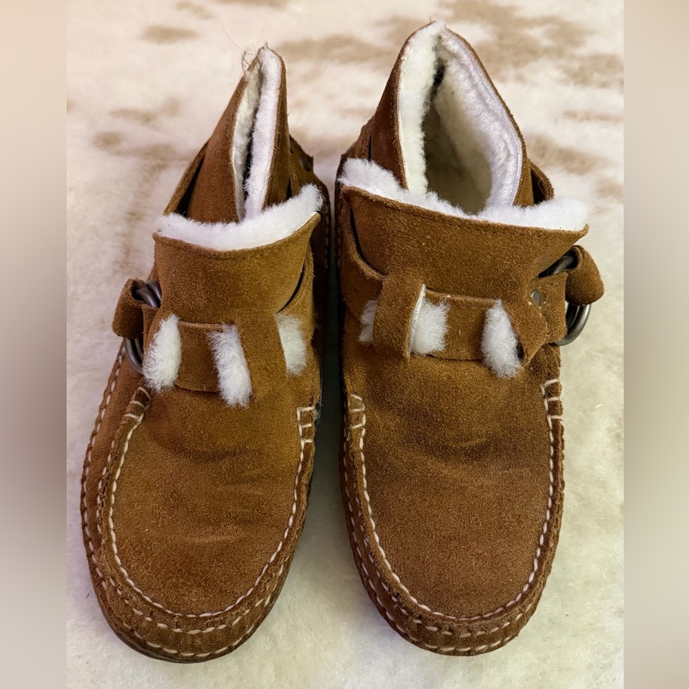 Women's Brown Suede Shearling Lined Moccasin Boots